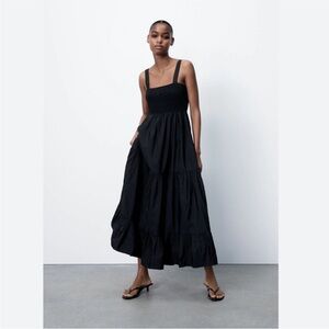 Zara Cotton Maxi Dress - Black